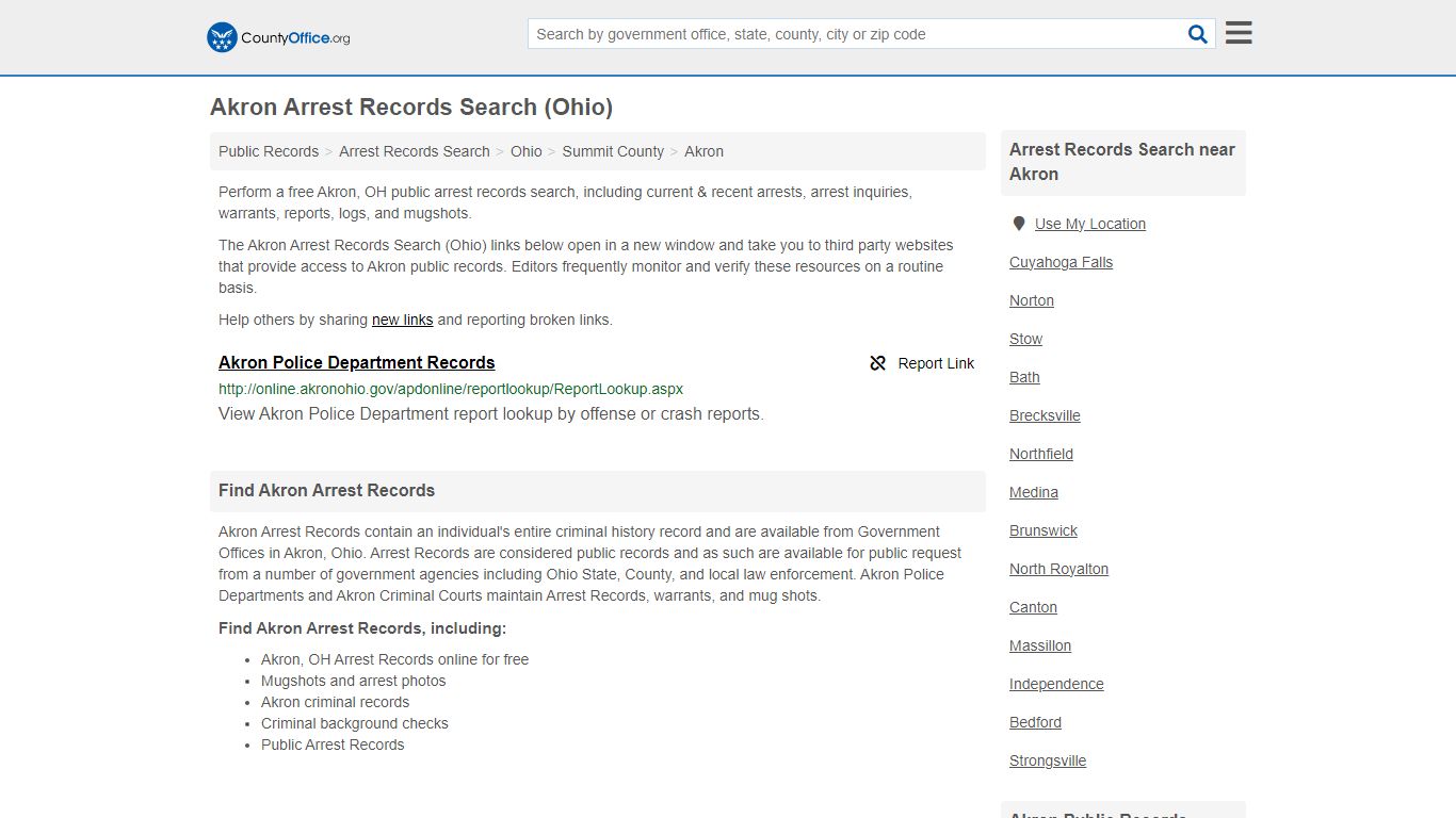 Arrest Records Search - Akron, OH (Arrests & Mugshots) - County Office